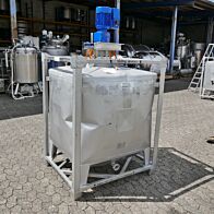 1000 Liter Rührwerkscontainer aus V2A mit Schrägblattrührwerk