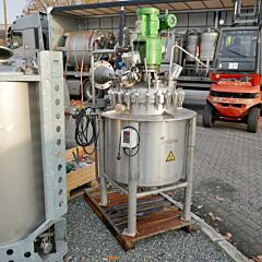 225 Liter heiz-/kühlbarer Druckbehälter aus V4A mit Propellerrührwerk