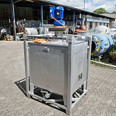 1000 Liter Rührwerkscontainer aus V4A mit Schrägblattrührwerk